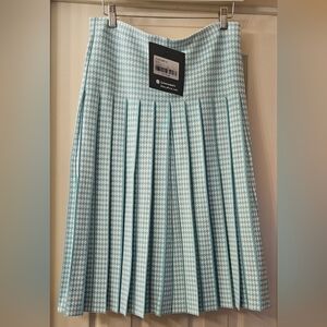 Pleated 25in  Midi Skirt - Light Blue/White